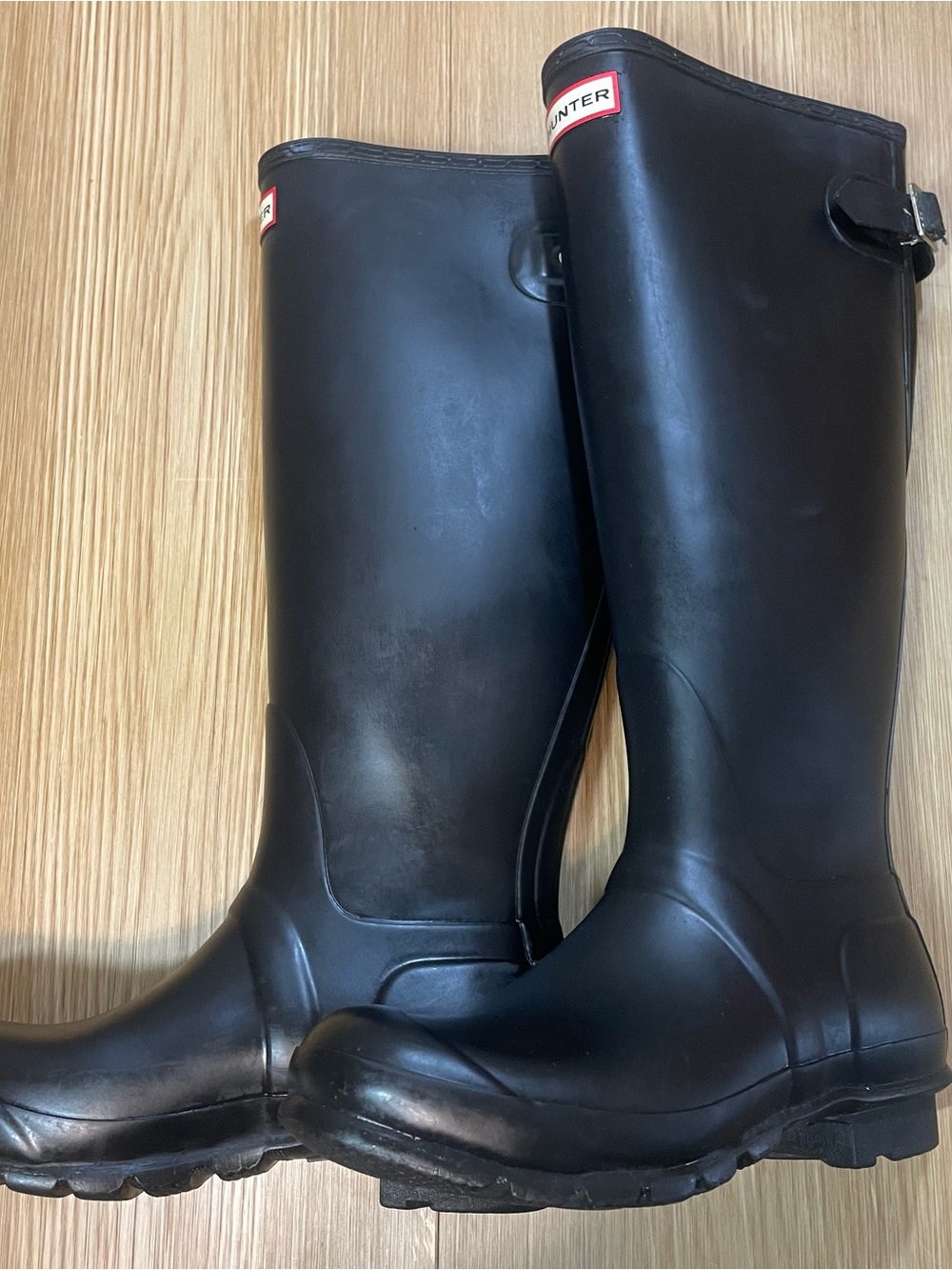 Hunter Original Tall Rain Boots Black Women US 8 UK 6 EU 39 Knee High Rubber